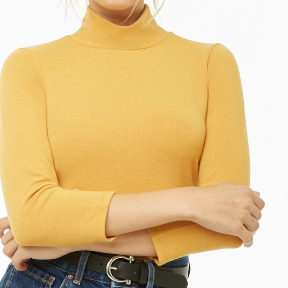yellow turtle neck top